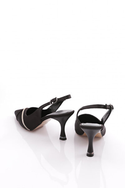 DGN Kadın Topuklu Abiye Ayakkabı Siyah Saten 353143539