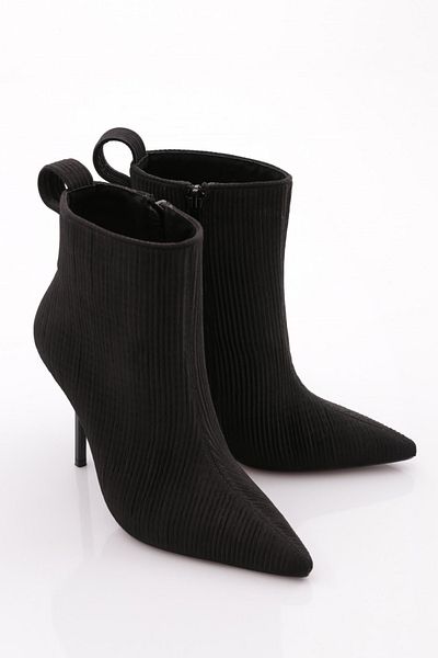 DGN Cizme de damă cu toc elastic la spate cu dungi negre 91283557
