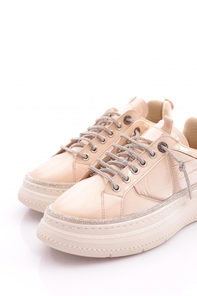 DGN Kadın Taş İp Bağcıklı Kalın Taban Spor Ayakkabı Bej Paraşüt 35662682