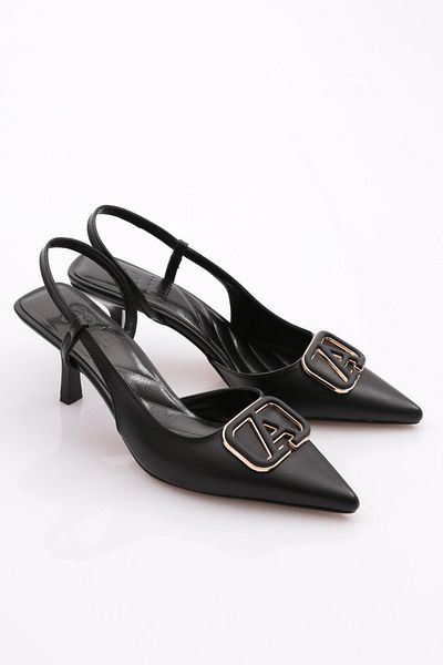 DGN Pantofi negri pentru femei cu toc deschis - 410953378