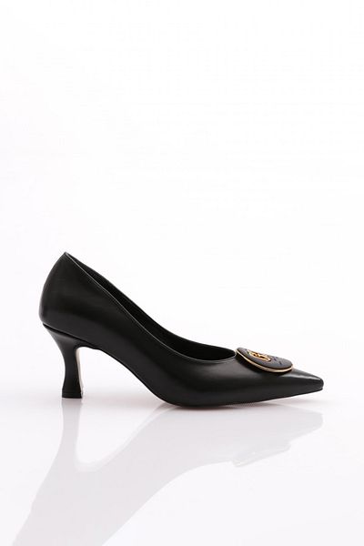 DGN Pantofi cu toc cu cataramă rotundă de damă negri 371421085