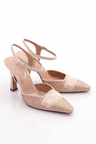 DGN Pantofi de seară pentru femei din catifea bej - 85262821