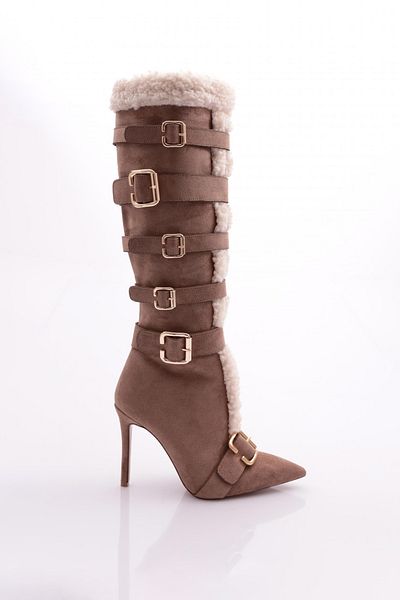 DGN Γυναικείες μπότες με τακούνι Mink Suede - 22323236