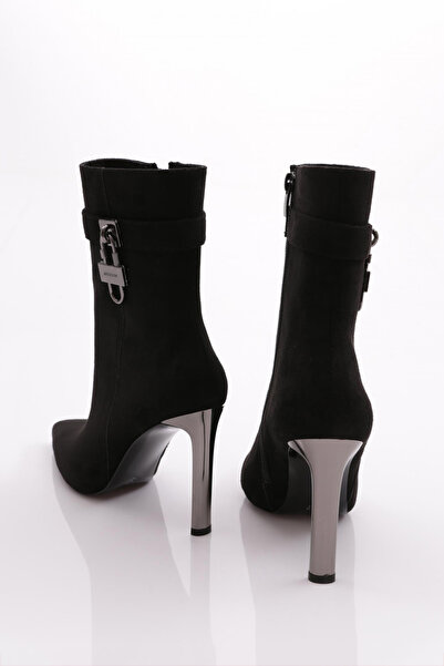 DGN Kadın Topuklu Bot Siyah Süet 63942859