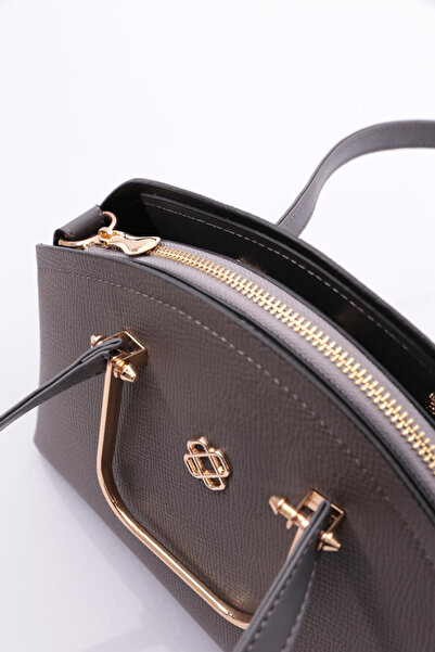 DGN Жіноча сумка з овальним металевим аксесуаром, темно-сіра 11282361135102