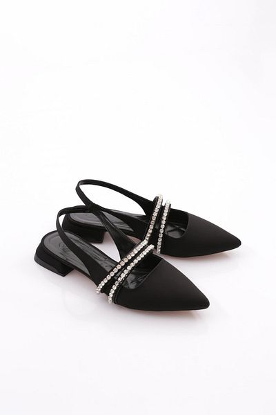 DGN Women's Black Sandals with Stone Embroidery - Nubuck 1253378