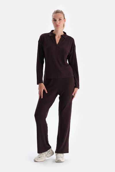 Dagi Dunkelbraune Strickhose mit Details