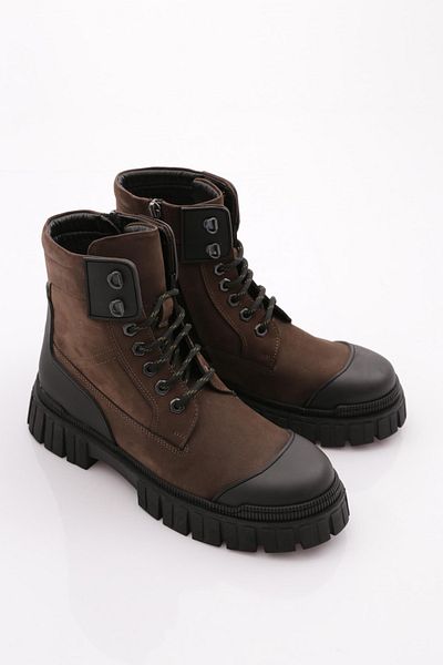 DGN Ανδρικές μπότες με κορδόνια Γκρι Nubuck Γνήσιο δέρμα 104233616