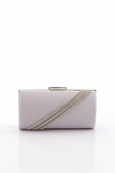 DGN Silver Women's Evening Bag with Stone Detail - 103443152