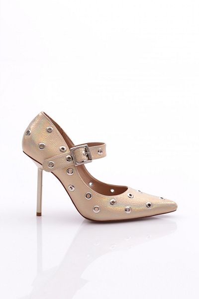 DGN Pantofi cu toc cu găuri de damă Aur Toro 56623557