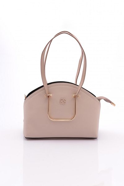 DGN Beige Women's Bag - Oval Metal Accessory, Light Beige 11282361135102