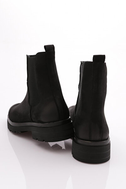 DGN Ανδρικές πλαϊνές ελαστικές μπότες Μαύρο Nubuck Γνήσιο δέρμα 710583616