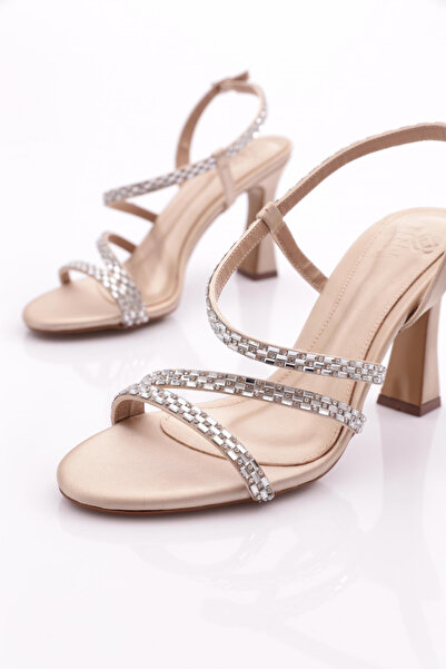 DGN Kadın Abiye Ayakkabı Bej Saten 86112821