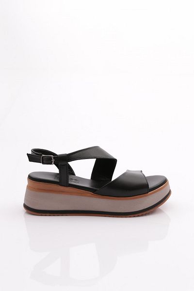 DGN 2497 Model Genuine Leather Black Women's Sandals