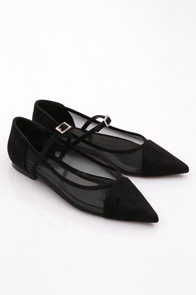 DGN Black Pointed Toe Women's Ballerinas - Dana 2883557