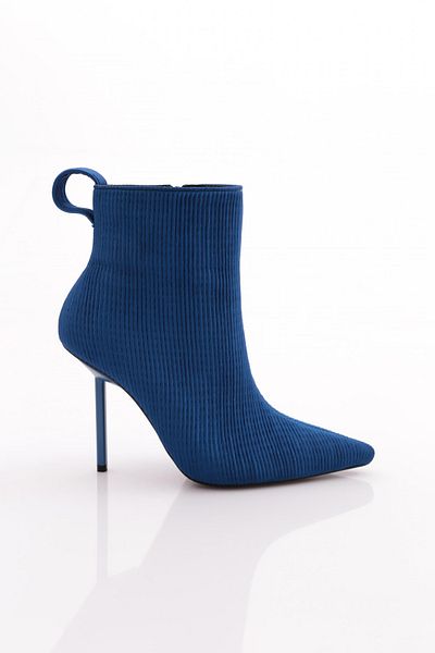DGN Cizme de damă cu toc și spate elastic cu dungi albastre 91283557