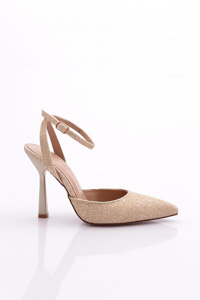 DGN Pantofi de seara cu bretele la glezna de dama cu sclipici auriu 719121085