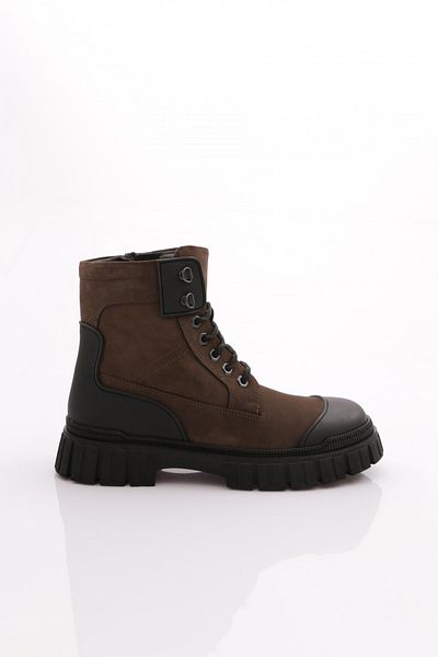 DGN Ανδρικές μπότες με κορδόνια Γκρι Nubuck Γνήσιο δέρμα 104233616