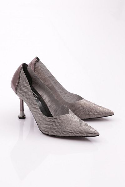 DGN Pantofi de damă cu toc subțire cu dungi platină 21413534