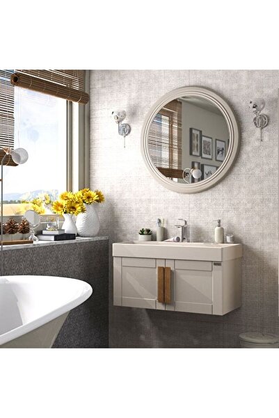 Pierre Cardin Pio 85 Cm Matt Mocha Banyo Dolabı Ahşap Kulplu
