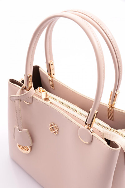 DGN 543 Model Women's Flower Patterned Zipper Bag with Brooch