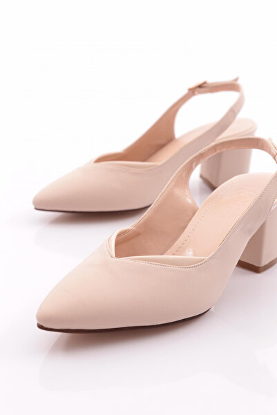DGN Women's Open Back Pointed Toe Heeled Shoes Beige Nubuck 217112621