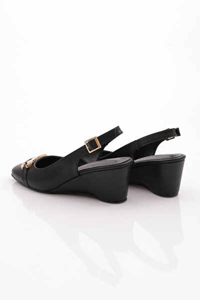 DGN Kadın Arkası Açık Dolgu Topuklu Ayakkabı Siyah 354283539