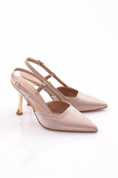 DGN Pantofi cu toc cu curele din spate de damă, crocodil trandafir 21223534