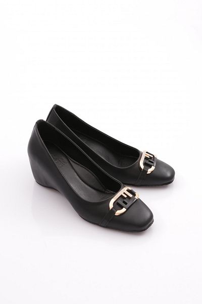 DGN Women's Heeled Shoes with Black Metal Accessories - 354743539