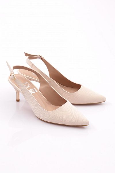 DGN Pantofi cu toc pentru femei de culoarea pielii - cu cravată la spate 61383564