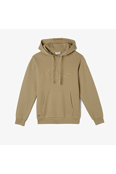 Lacoste Ανδρικό φούτερ με κουκούλα με στάμπα σε μπεζ χρώμα