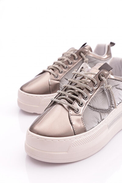 DGN Kadın Silver Taşlı Sneakers Ayakkabı Platin Paraşüt 36912682