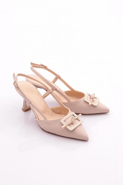 DGN Women's Back Tie Heeled Shoes Beige Scuba 353223539