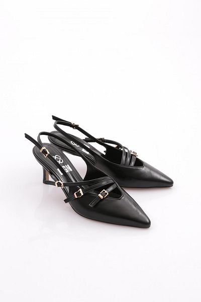 DGN Women's High Heel Shoes with Belt Accessories Black 7766535