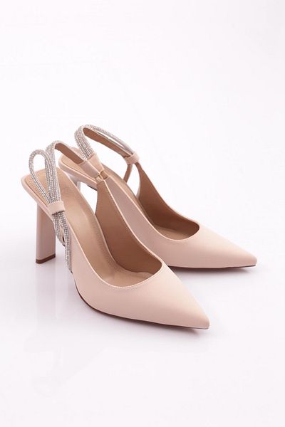 DGN Pantofi de seară cu toc de piatră de damă, nubuc bej 1361312821
