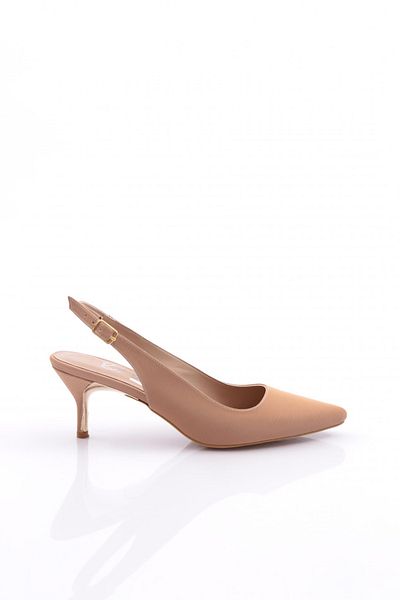 DGN Pantofi cu toc cu cravată la spate de damă Nud Imported 61383564