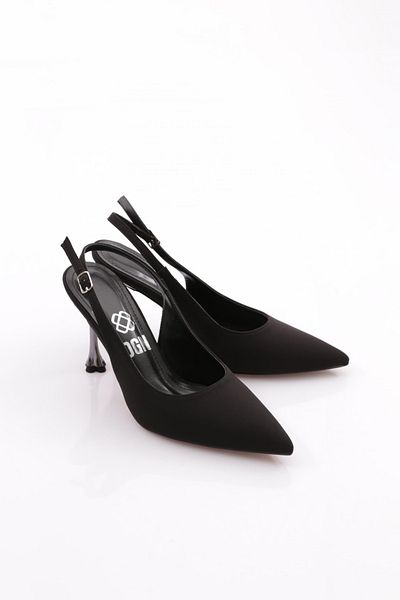 DGN Rochie de seara din nubuc negru Pantofi cu toc cu spatele deschis - 7848535