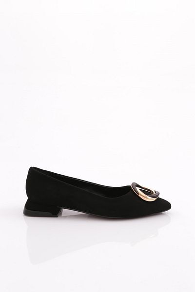 DGN Black Velvet Women's Ballerinas with Round Buckle 39212534
