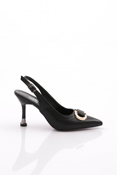 DGN 507 Pantofi cu toc pentru femei cu accesorii metalice