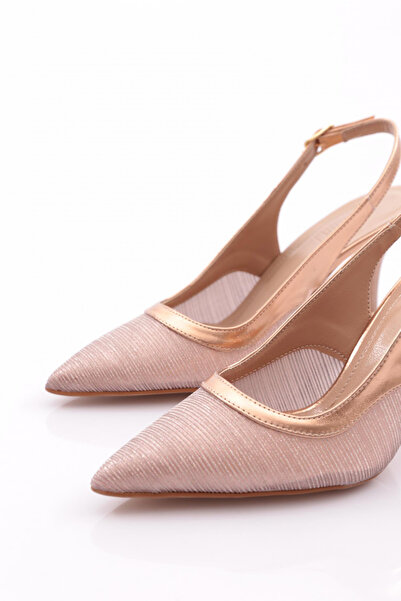 DGN Pantofi de damă cu toc cu spatele deschis, cu dungi trandafiri 21423534