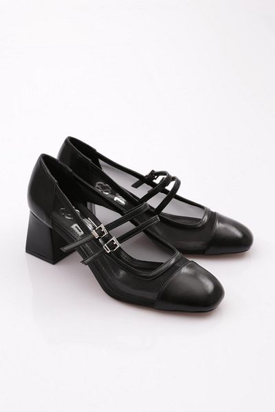 DGN 6805 Pantofi cu toc pentru femei cu dungi duble