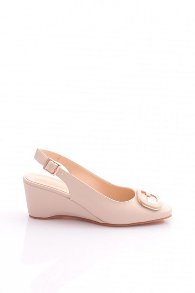 DGN Women's Back Tie Wedge Heeled Shoes Ecru 354493539