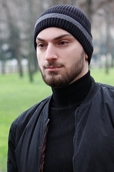 Bay Şapkacı Black Striped Beret 7560