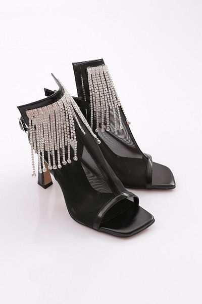 DGN Rochie de seară de damă cu gleznă neagră mată Pantofi cu toc - 71015535