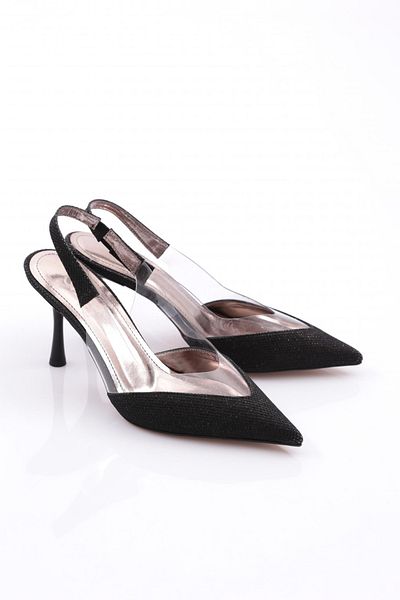 DGN Pantofi cu toc cu șireturi din spate de damă cu imprimeu negru 81193564