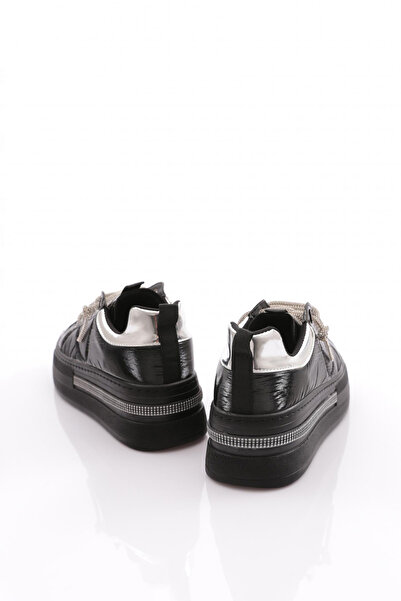 DGN Kadın Silver Taşlı Sneakers Ayakkabı Siyah Paraşüt 36912682