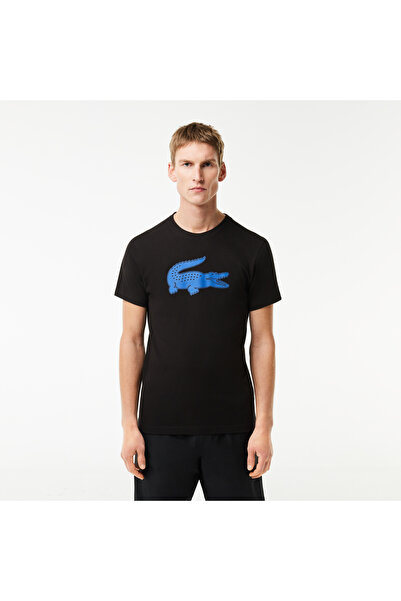 Lacoste Erkek Regular Fit Bisiklet Yaka Baskılı Siyah T-Shirt