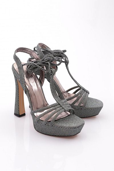 DGN Pantofi de seara cu toc cu siruri de dama cu imprimeu platina 31163564