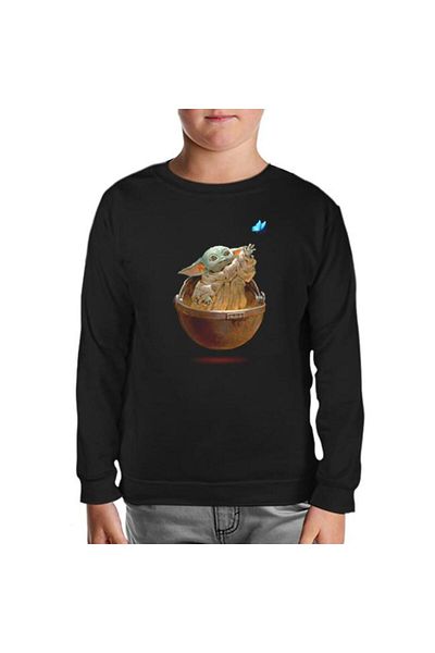 Lord T-Shirt Baby Yoda - Butterfly Black Children's Sweatshirt