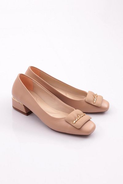DGN Pantofi cu toc cu cataramă pătrată de damă Nud 59972534